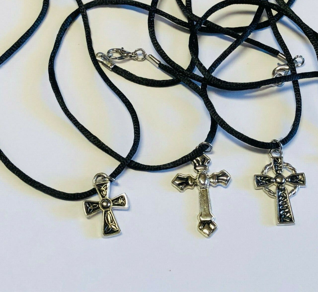 Cross Pendant Necklace with black velvet cord, New - Bob and Penny Lord