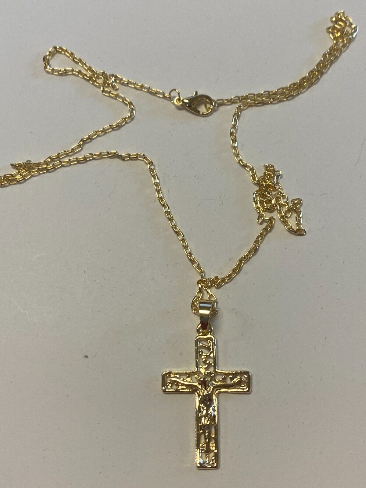 Brazilian Gold Plated Crucifix 20" Necklace , New