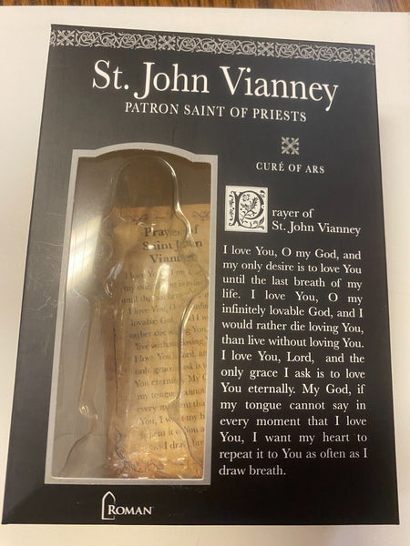 St John Vianney 3.75" H Statue + Prayer Card & Bio, New