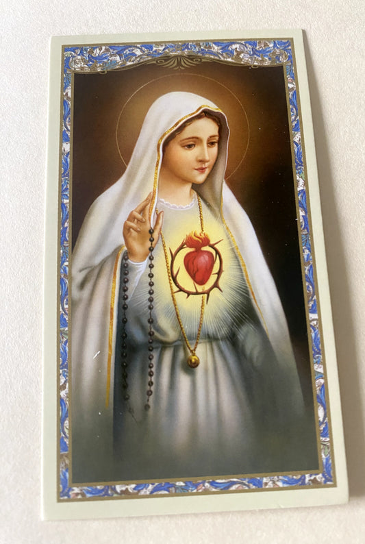 Immaculate Heart of Mary Prayer Card, New #2 - Bob and Penny Lord