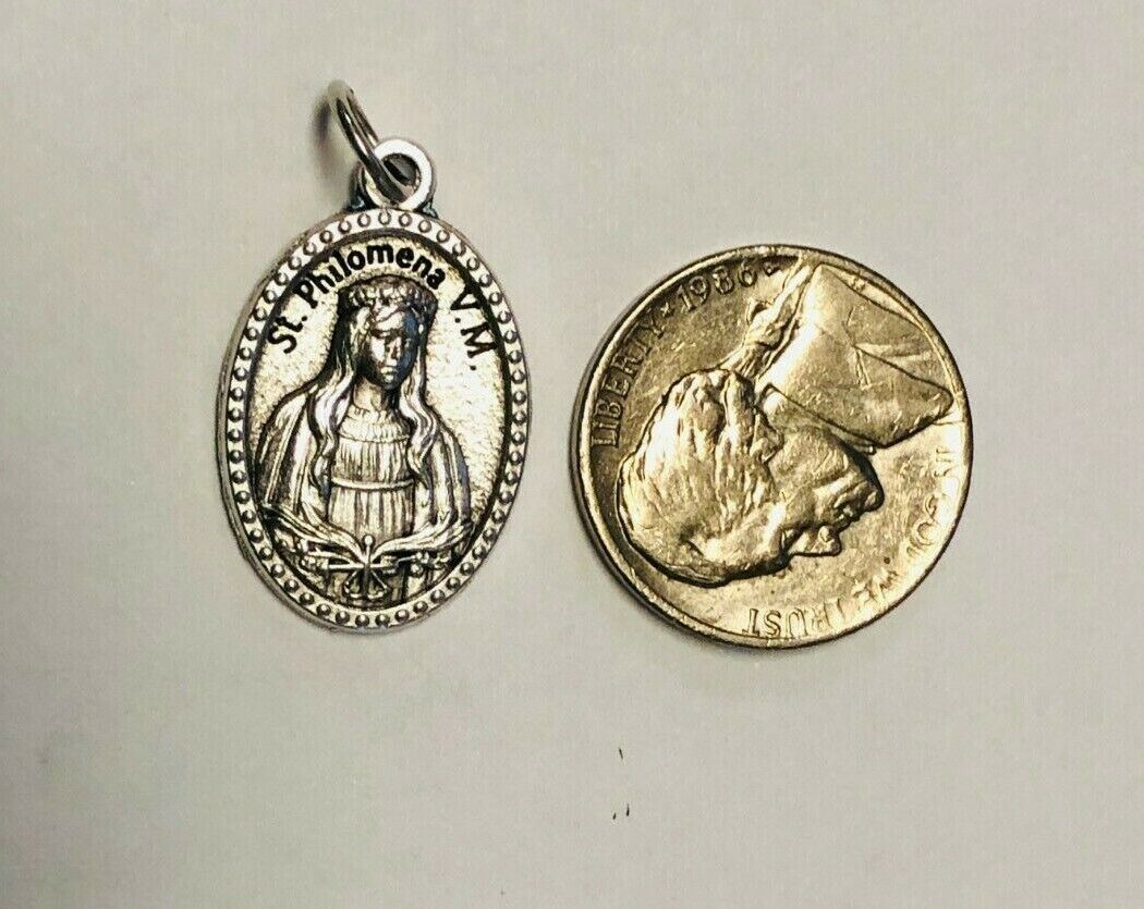 Saint Philomena Silvertone Medal, New from Italy - Bob and Penny Lord
