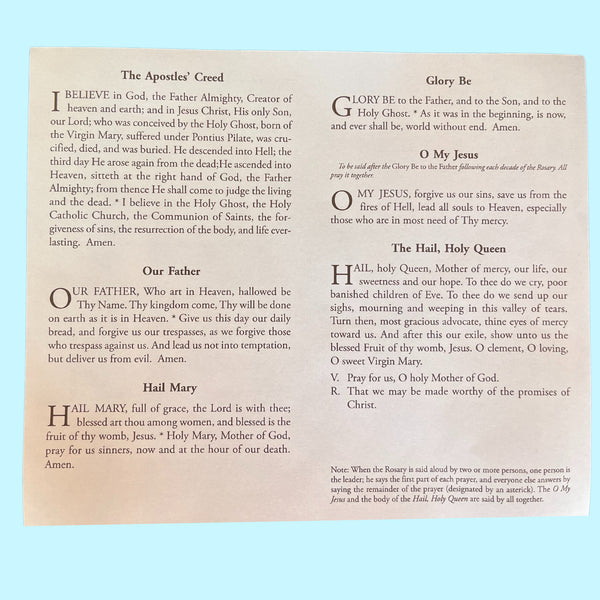 How to Pray the Rosary Prayer Card