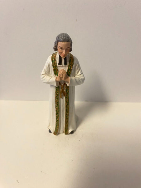 St John Vianney 3.75" H Statue + Prayer Card & Bio, New