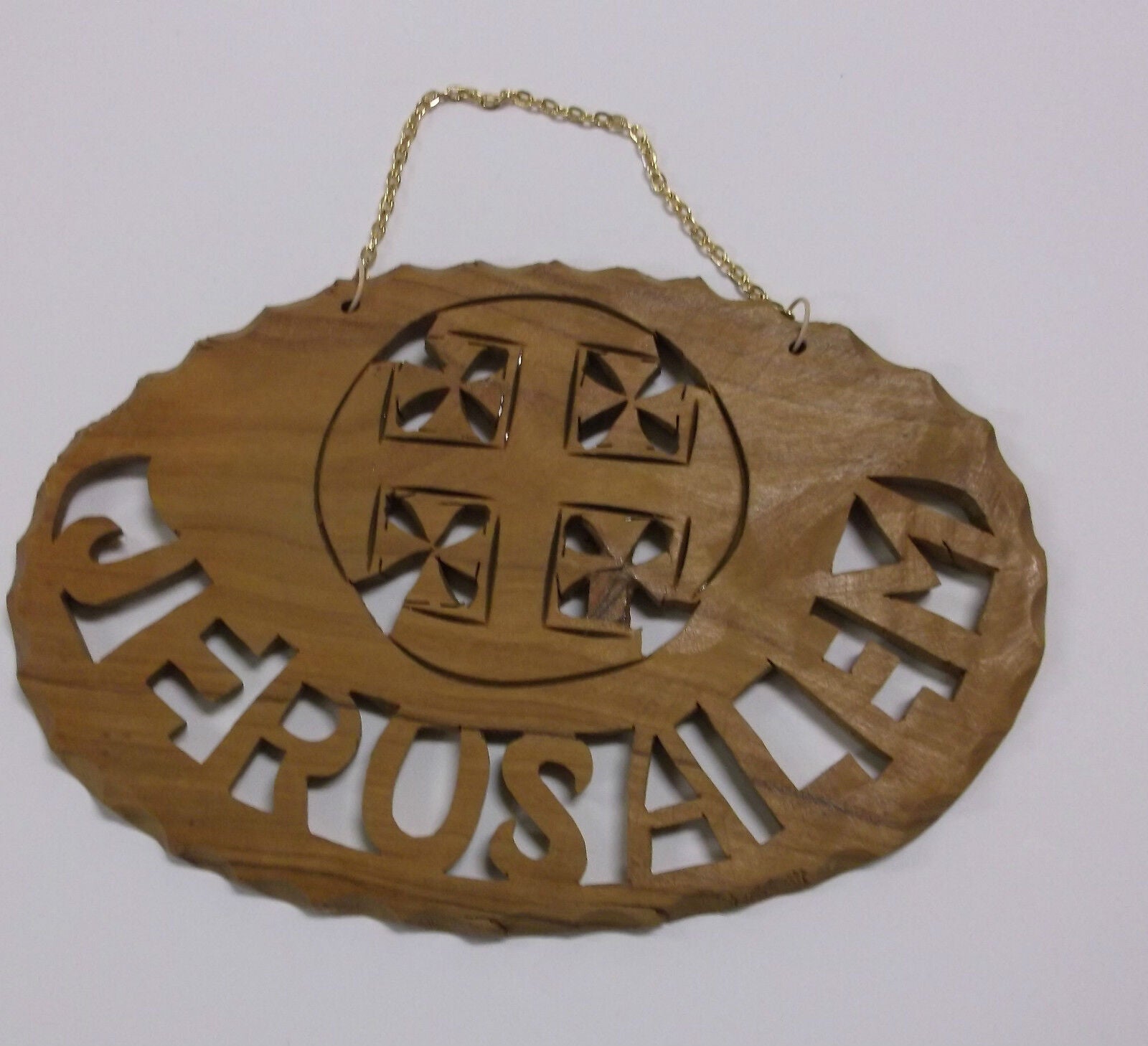 Jerusalem Wall Sign Carved in  Olive Wood, from Holy Land,New - Bob and Penny Lord