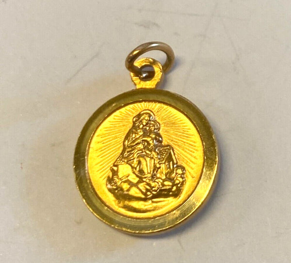 Our Lady of Loreto Gold tone Round  Medal, New from Italy