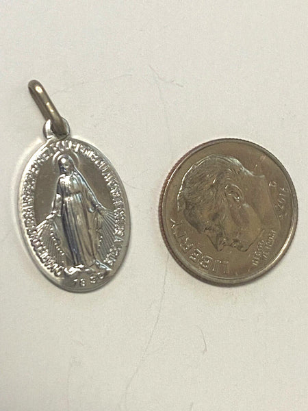 Our Lady of the Miraculous Silver tone  Image .50" Medal, New from Italy