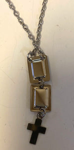 Sacred Heart & Our Lady of Mount Carmel Scapular with Tiny Pictures,Silver, New