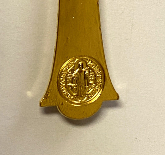 Holy Mass Crucifix with Saint Benedict Medal, Gold tone, 3", New