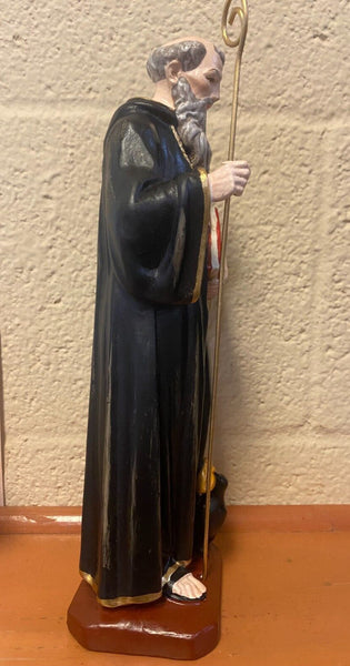 Saint Benedict  Hand Painted 11" Statue , New From Colombia