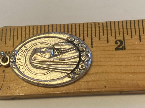 Our Lady of Lourdes/St Bernadette Oval 2 sided medal, new from France