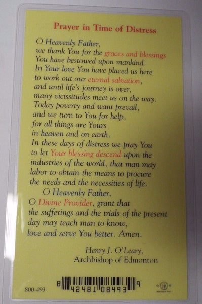 Christ The Good Shepherd -- Prayer in Time of Distress Prayer Card, New