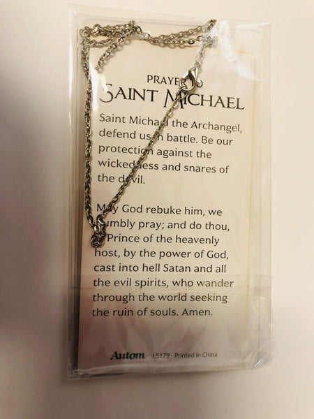 Saint Michael the Archangel/Guardian Angel 2 Sided Medal Necklace, New