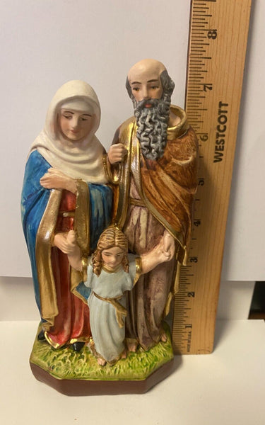 Sts. Anne & Joaquim Hand Painted 8" Statue, New From Colombia