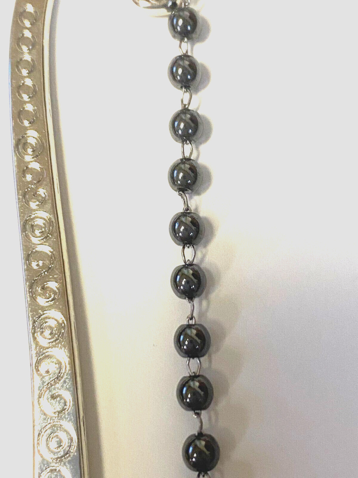 One Decade Hematite Rosary Bookmarker with Our Lady of Miraculous Medal, New - Bob and Penny Lord