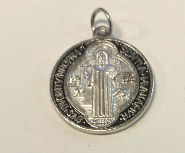 Saint Benedict Black & Silver tone Medal,  New