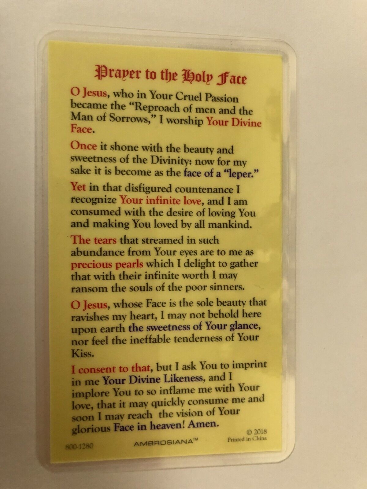 Saint Veronica Laminated Prayer Card, New - Bob and Penny Lord