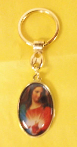 Saint Clare of Montefalco/ Sacred Heart Gold Tone/2 image Key Chain, New/Italy