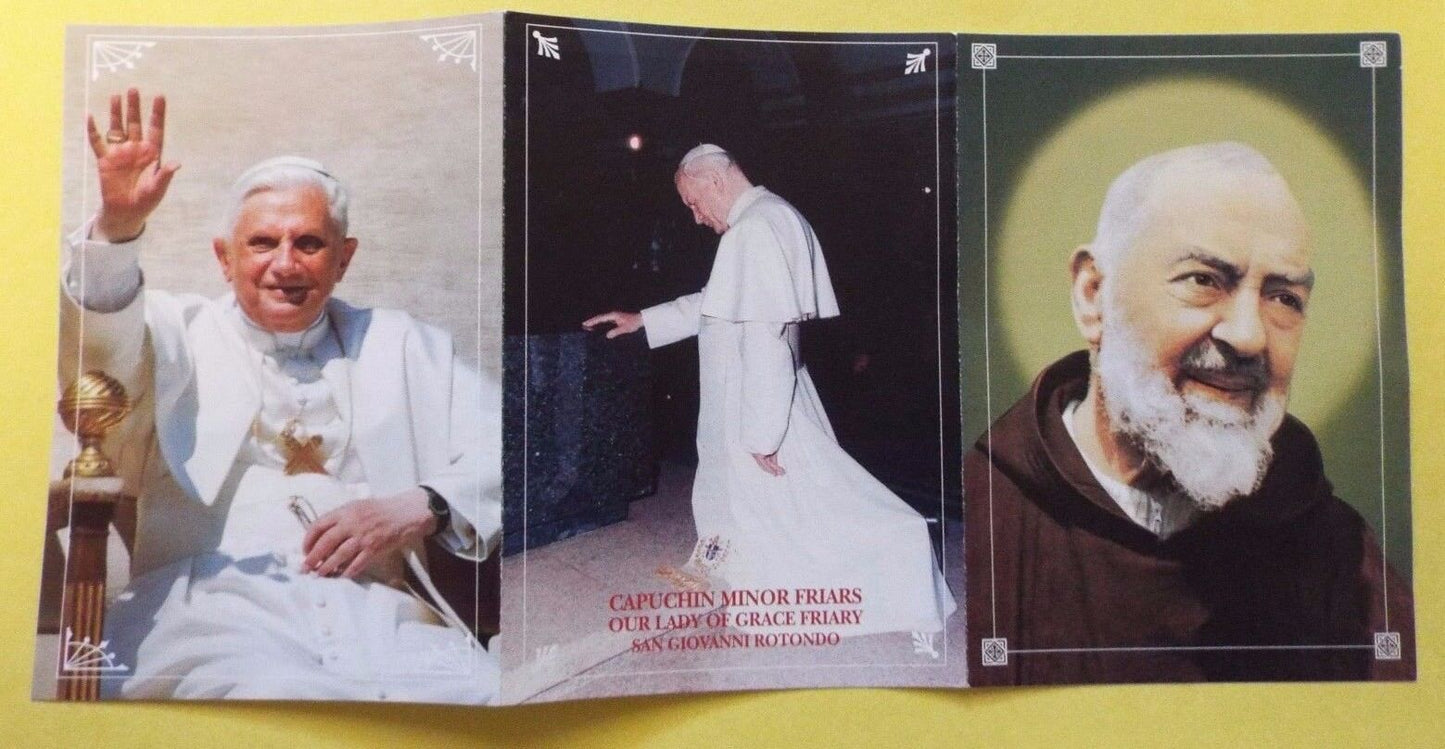 Padre Pio, St John Paul II & Emeritus Pope Benedict XVI Image Card, New Italy