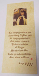 Saint Teresa of Avila Prayer Card/ 3rd Class Relic ( Image 1), New from Spain
