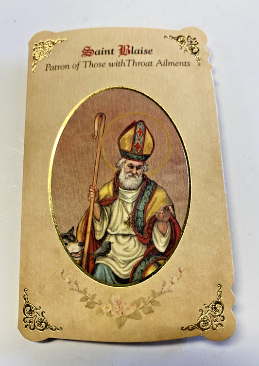 Saint Blaise "Patron Saint of Throat Ailments" Prayer Card + Medal, New - Bob and Penny Lord