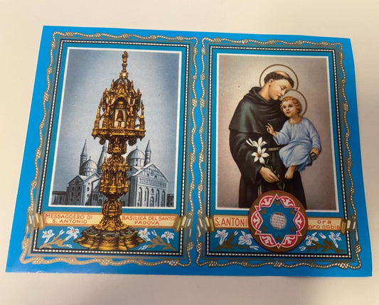 Saint Anthony of Padua Prayer Card Folder with 3rd Class Relic, New from Italy - Bob and Penny Lord