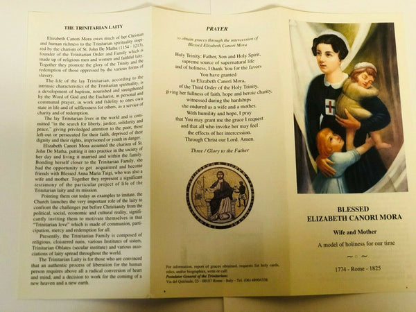 Blessed Elizabeth Canori Mora Biography + Prayer Card, New from Italy