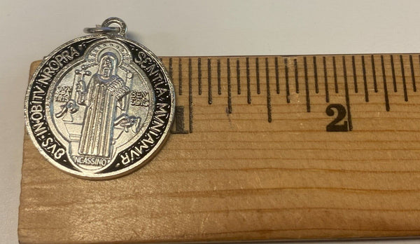 Saint Benedict Black & Silver tone Medal,  New