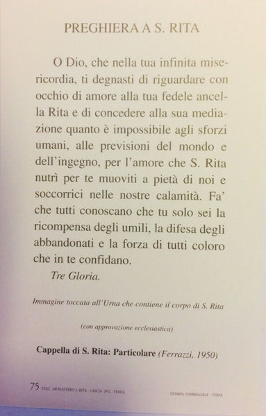 Preghiera di Santa Rita Da Cascia, In Italiano, Nuovo