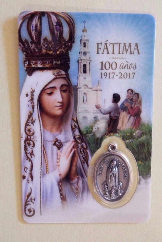 Nuestra Señora de Fátima, Estampita de Consagración con Medalla, De Fátima, - Bob and Penny Lord
