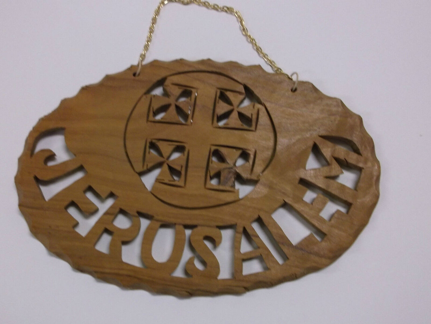 Jerusalem Wall Sign Carved in  Olive Wood, from Holy Land,New