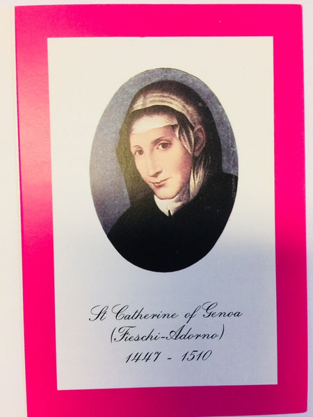 Saint Catherine of Genoa Prayer with Bio & Teachings Folder, From Italy