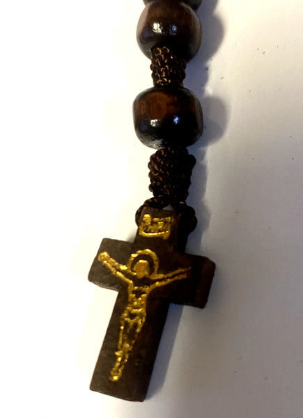 Saint Maximilian Kolbe Wood Rosary Box with Rosary, New from Colombia
