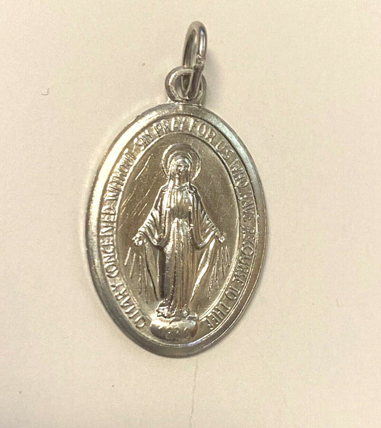 Our Lady of the Miraculous Silver tone  Image 1" Medal, New from Italy