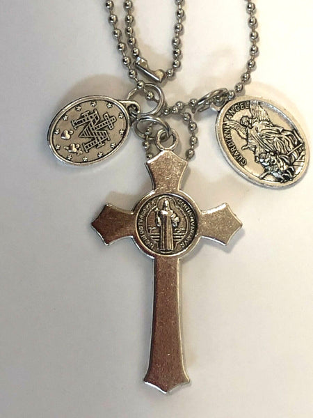 Saint Benedict, Saint Michael & Miraculous Medal  Crucifix + Medals, New