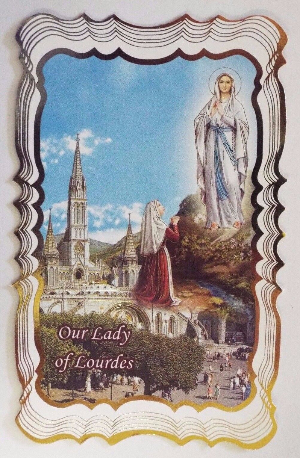Our Lady of Lourdes Scalloped Prayer Card, from Lourdes New (3) - Bob and Penny Lord