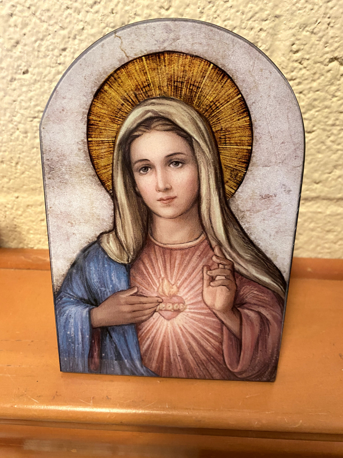 Immaculate Heart of Mary Arched 7" Plaque, New