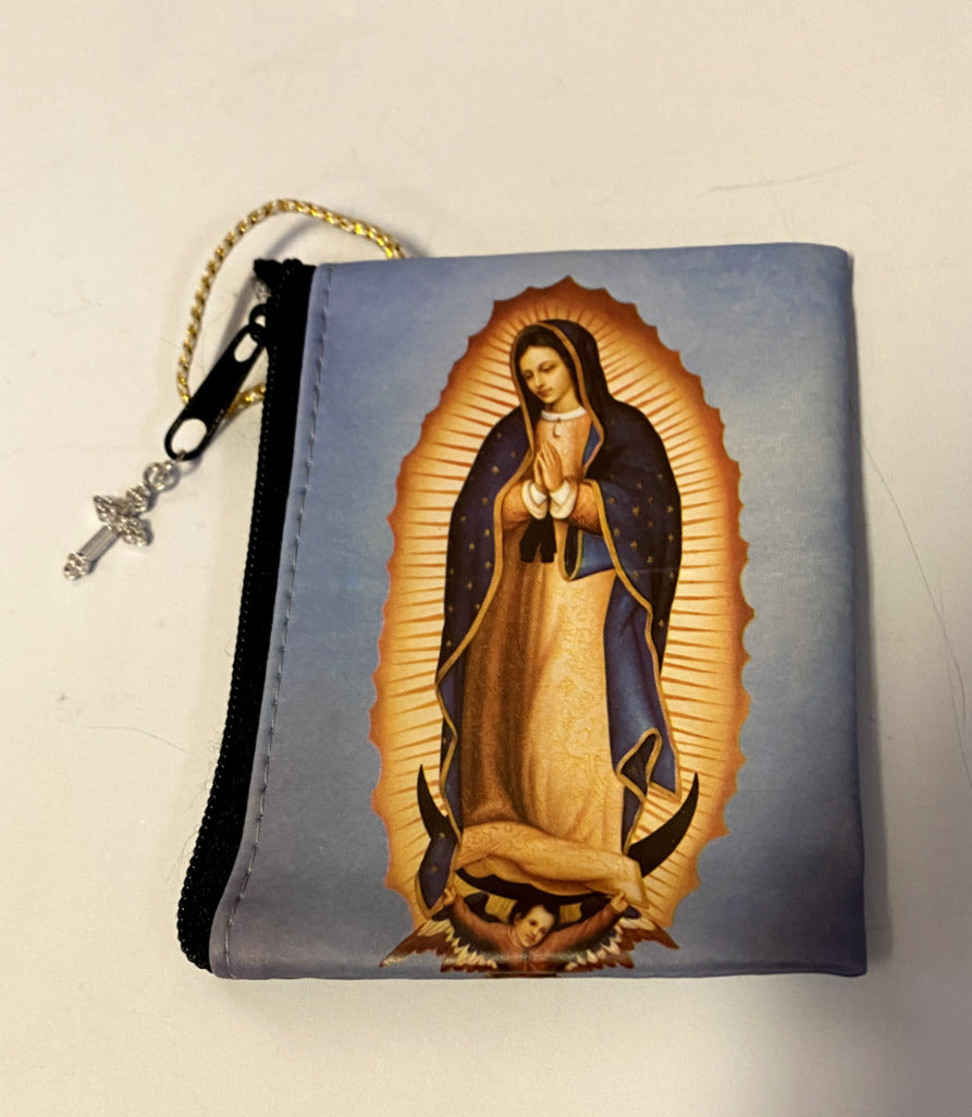 Our Lady of Guadalupe Small  3.25" Zip Rosary Pouch, New
