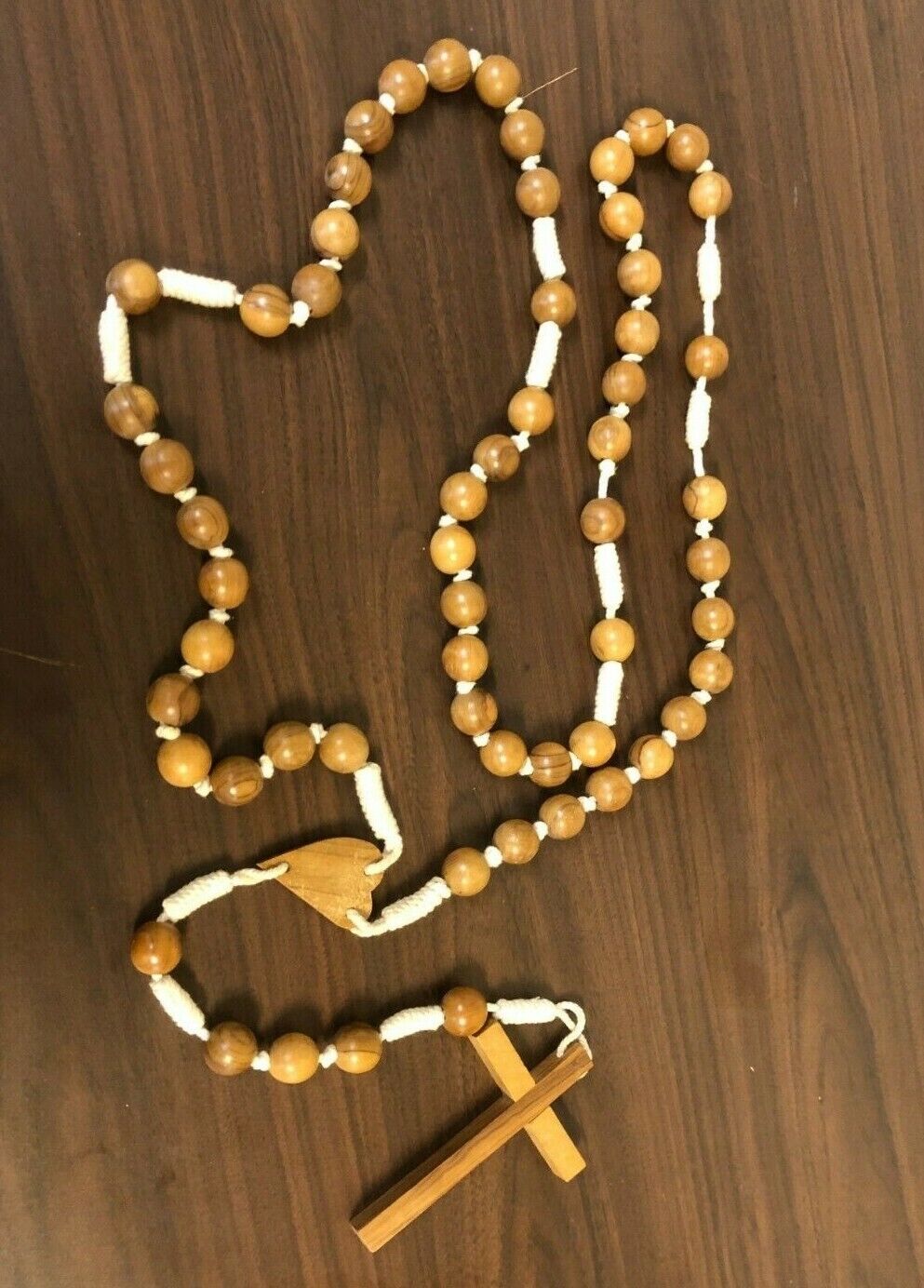 Vintage Wooden Beads/ Macrame Rosary, Extra Large 61", Pre-owned - Bob and Penny Lord
