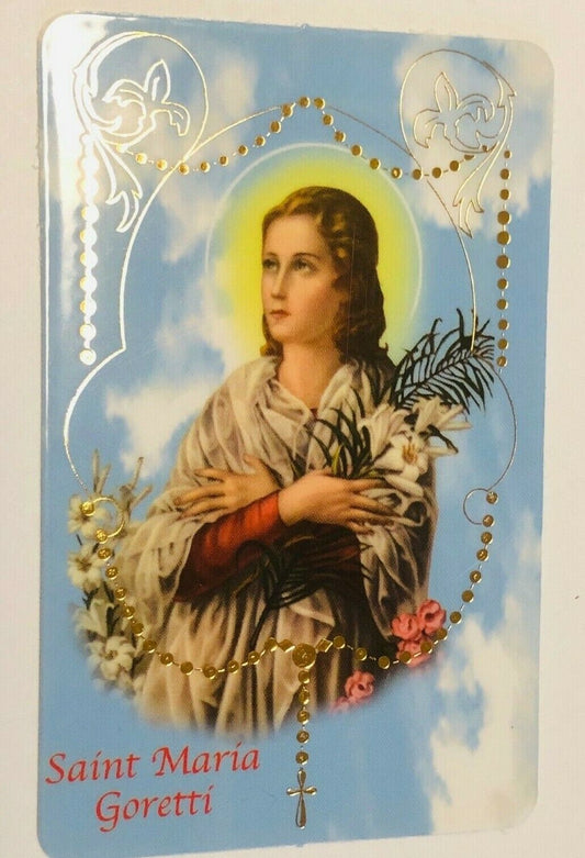 Saint Maria Goretti Color Prayer Card, New from Italy - Bob and Penny Lord