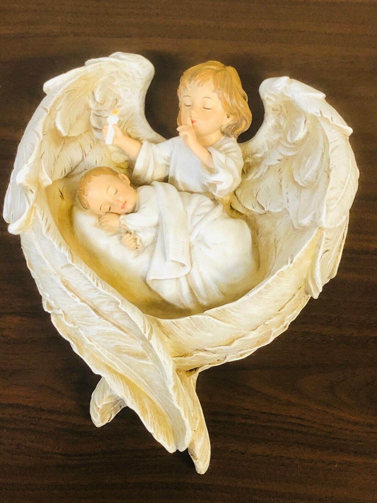 Sleeping Baby in Angel Wings Plaque by  Joseph's Studio 11" H, New