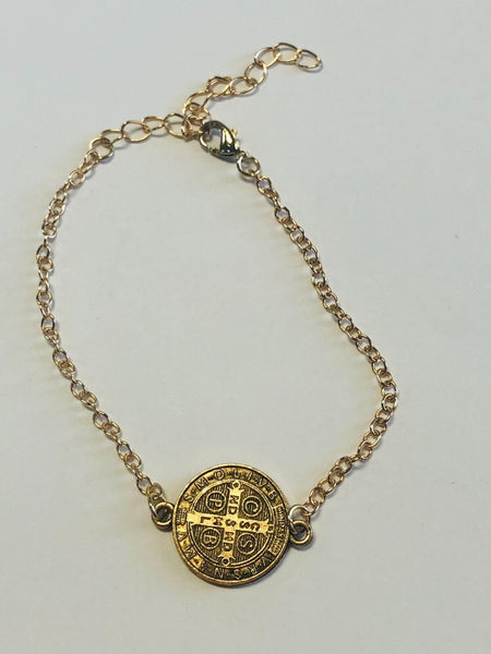 Saint Benedict Gold tone Bracelet  7", New