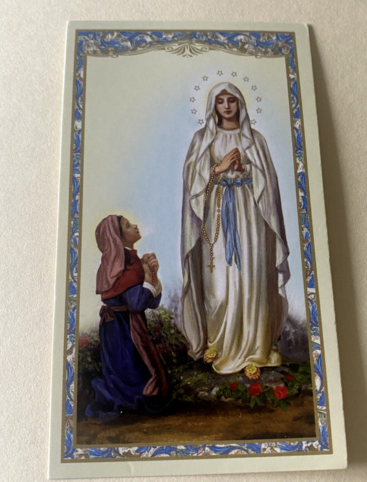 Our Lady of Lourdes Prayer Card, New
