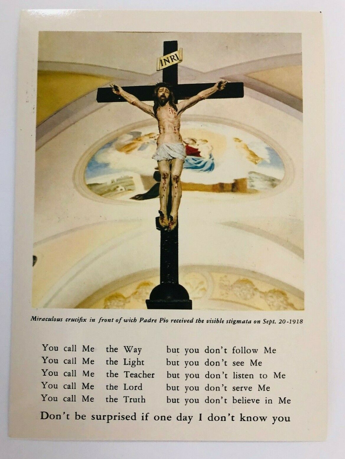 Padre Pio/Our Lady of Grace Crucifix Print, New Italy