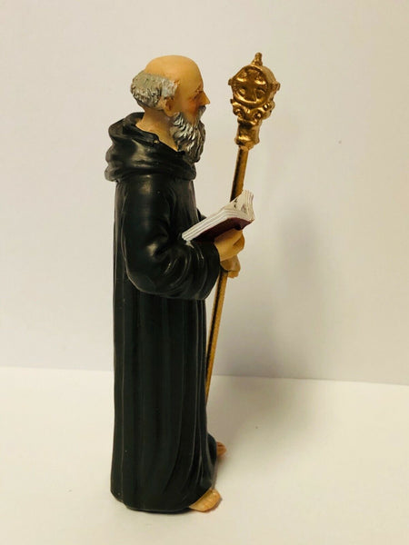 Saint Benedict  4" Statue + Prayer Card, New