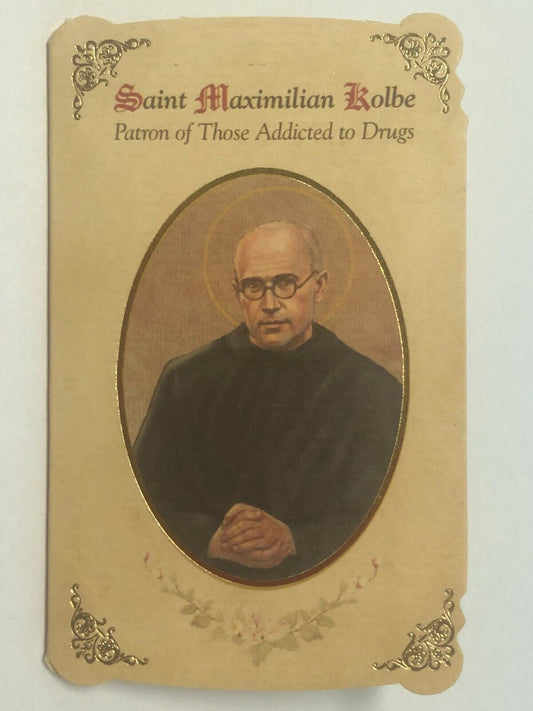 Saint Maximilian Kolbe, Prayer Card & Medal, New - Bob and Penny Lord