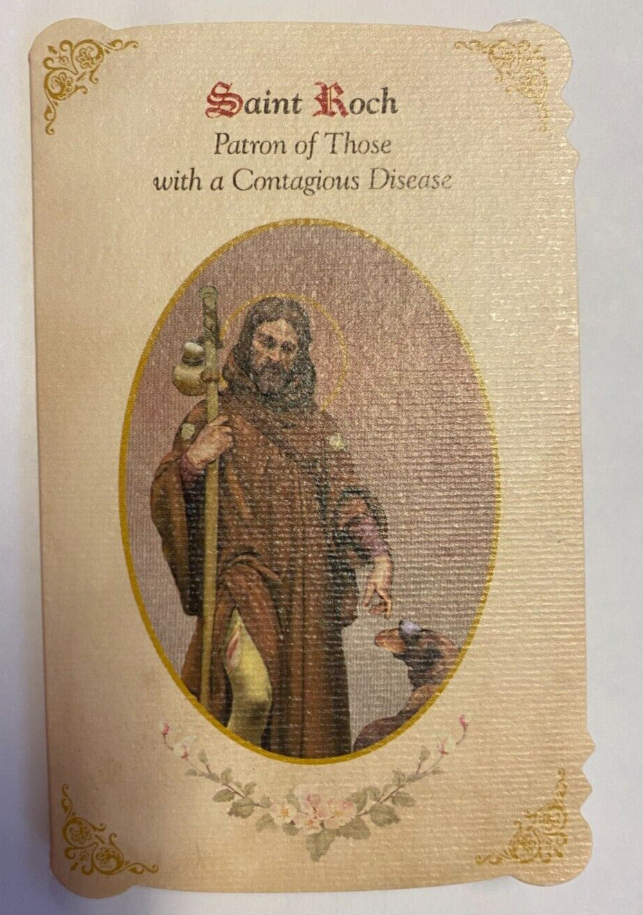 Saint Roch ( Patron of Plagues) Prayer Card + Medal, New