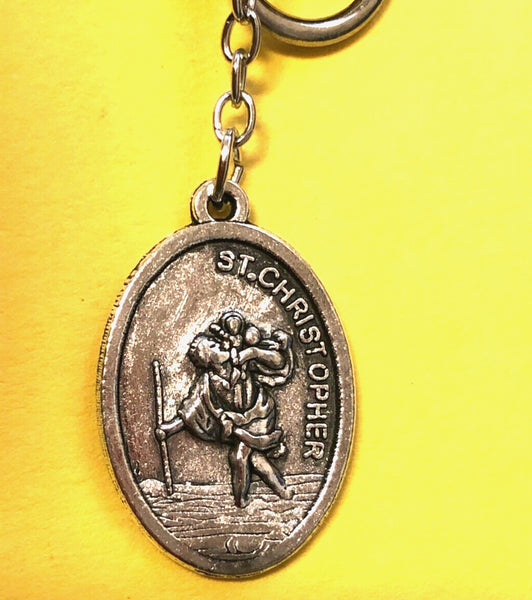 Saint Christopher Faux Pearls 1 decade Rosary Clip + Prayer Card, New