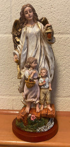 Guardian Angel Large Hand Painted  13" Statue, New Colombia