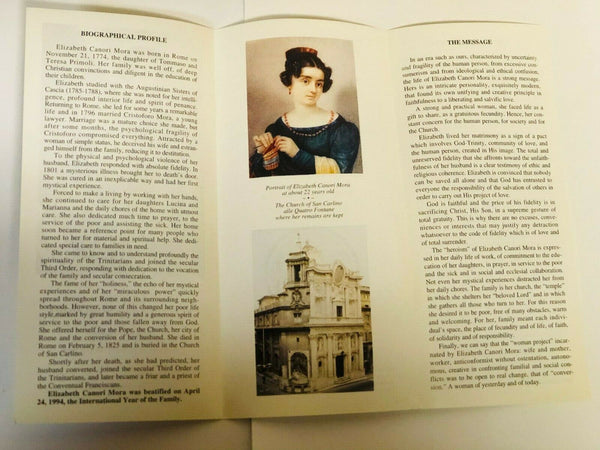 Blessed Elizabeth Canori Mora Biography + Prayer Card, New from Italy
