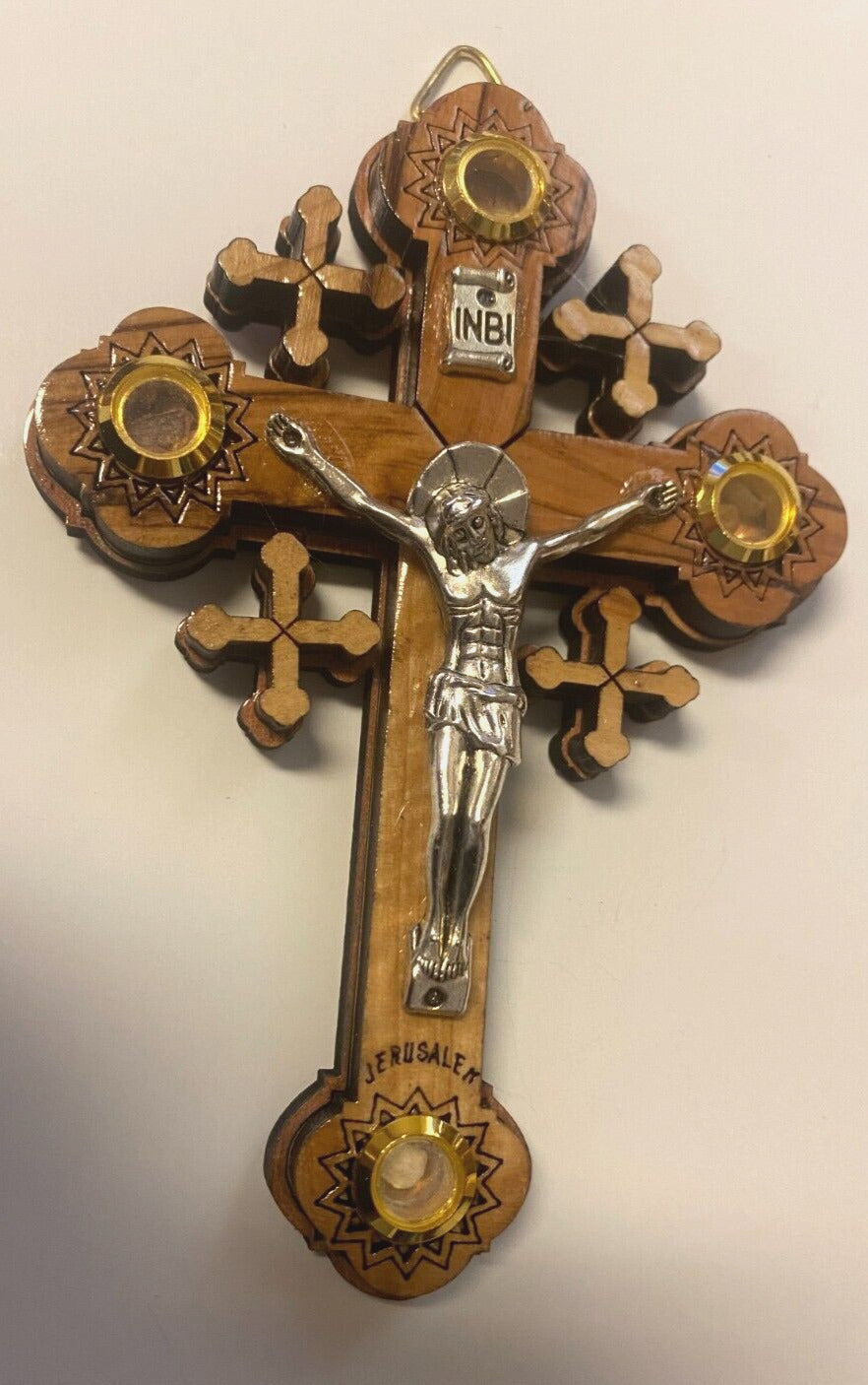 Cross of Olive Wood & Mother of Pearl 4.75" New from  Bethlehem